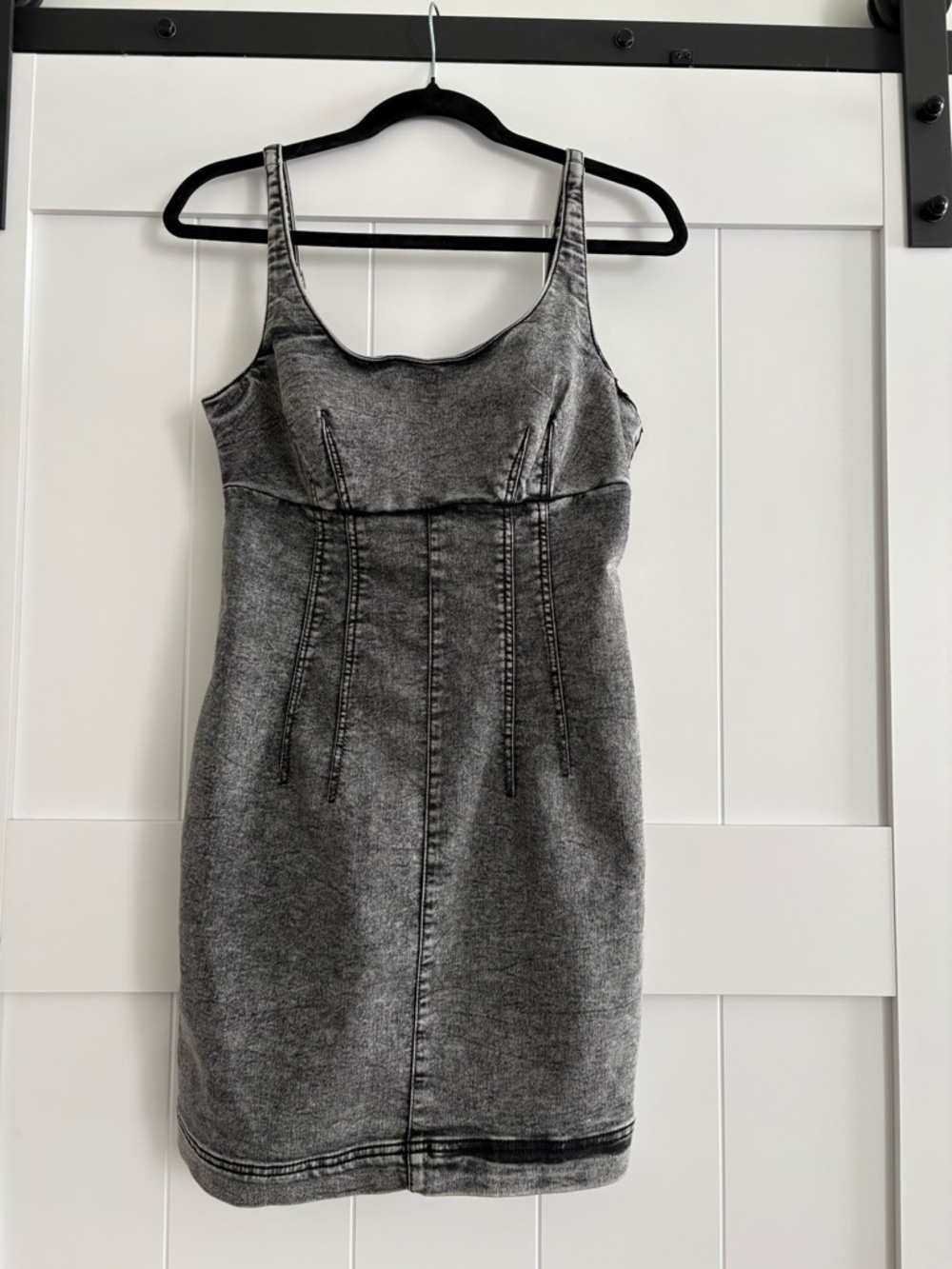 No Boundaries Grey Washed Denim Mini Dress